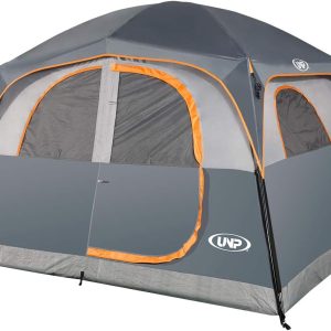 UNP Tents 6 Person Waterproof Windproof Easy Setup,Double Layer Family Camping Tent with 1 Mesh Door & 5 Large Mesh Windows -10'X9'X78in(H)